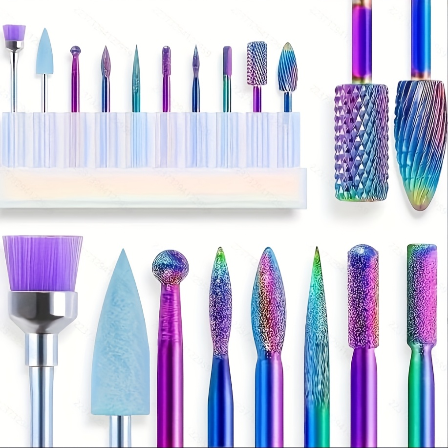 10pcs Nail Drill Bit Set, Featuring Titanium-coated Steel Manicure Tools, Designed For Exfoliation And Polishing, With A Storage Box, Perfect For