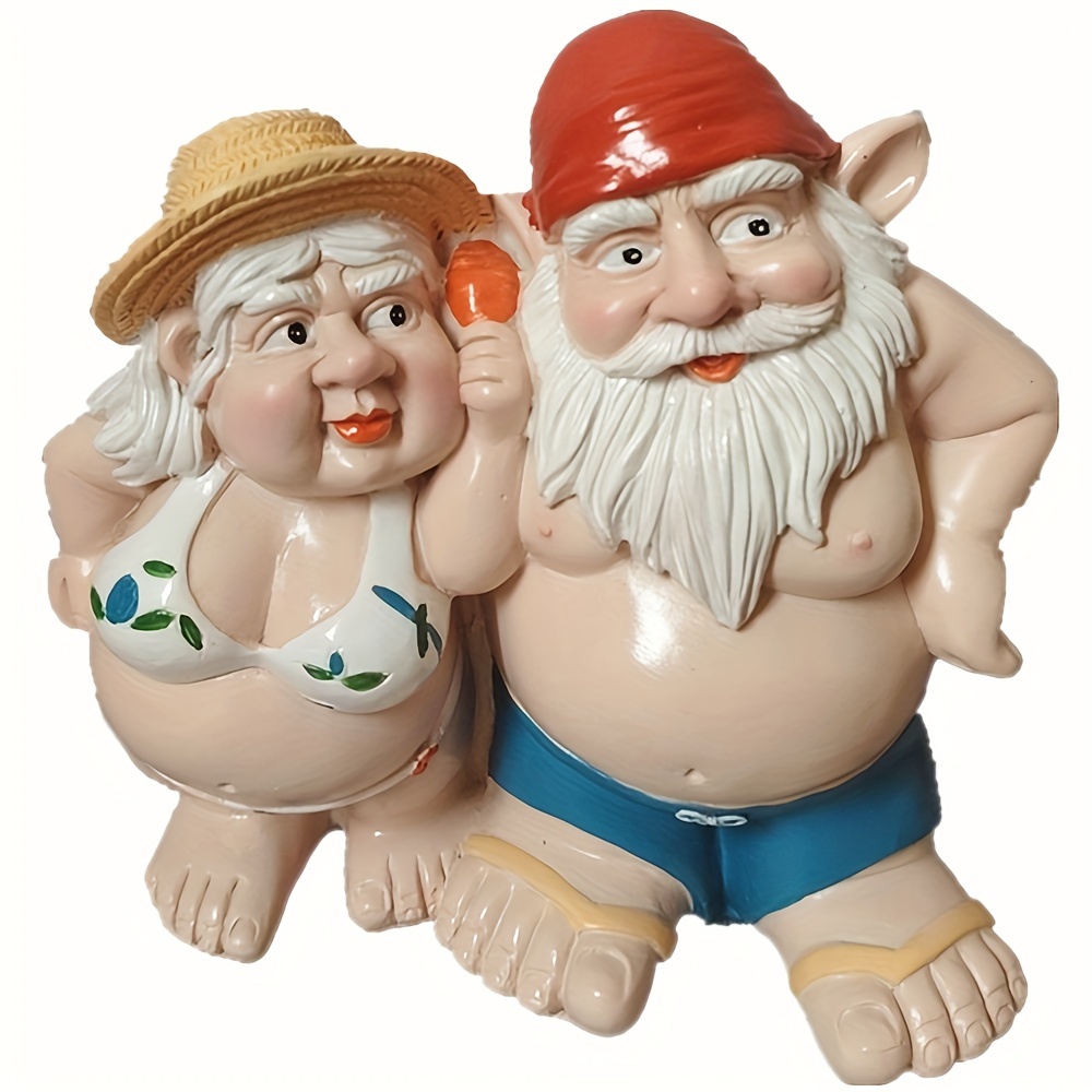 Image of Garden Gnome Statue Outdoor Decoration, Couple Love Gnome Statue Courtyard Lawn Porch Decoration, Garden Sculpture And Statue, Coffee Knot Romantic