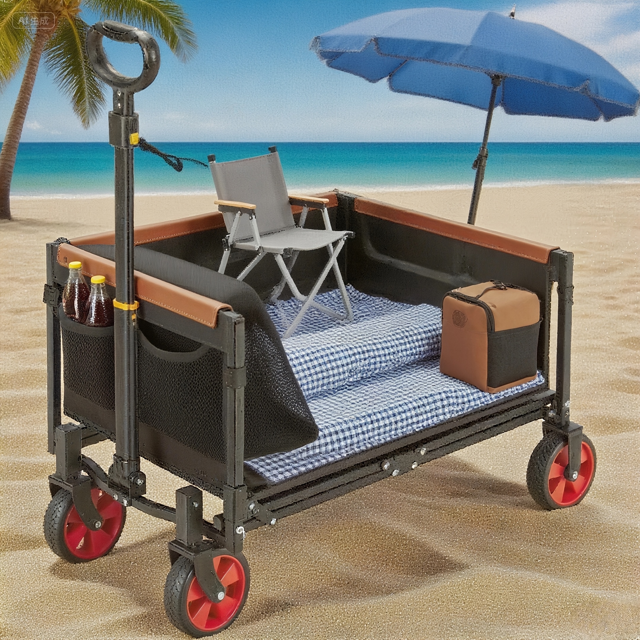 TEMU A Spacious Cart Designed For Heavy, Yet Lightweight And Foldable, Featuring One-button Storage, Perfect For Garden Use