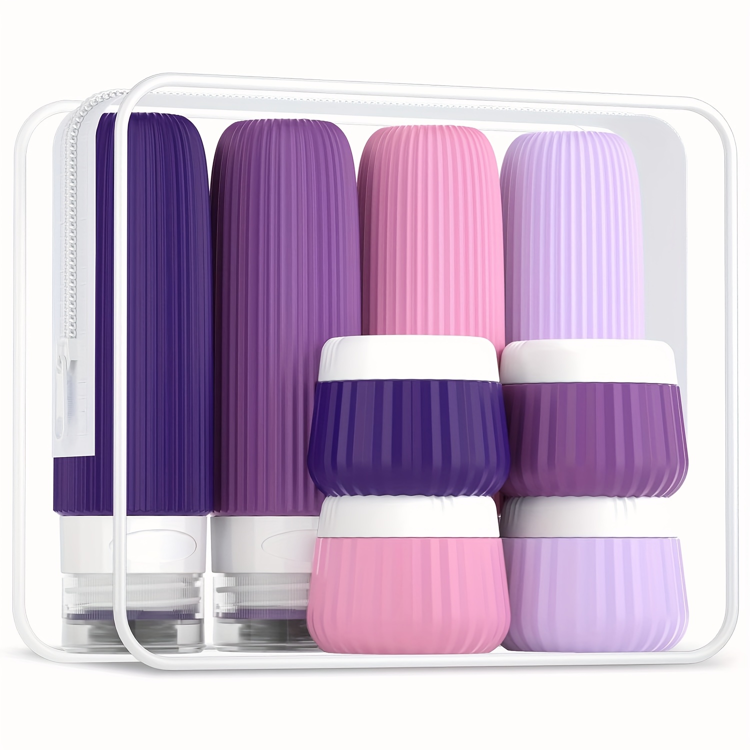 TEMU Toiletries Travel Bottle 8pcs, Ttsa Approved Travel Toiletries 3-ounce (about 85 Grams), Toiletries Travel Container With Clear Bag, Leak-proof
