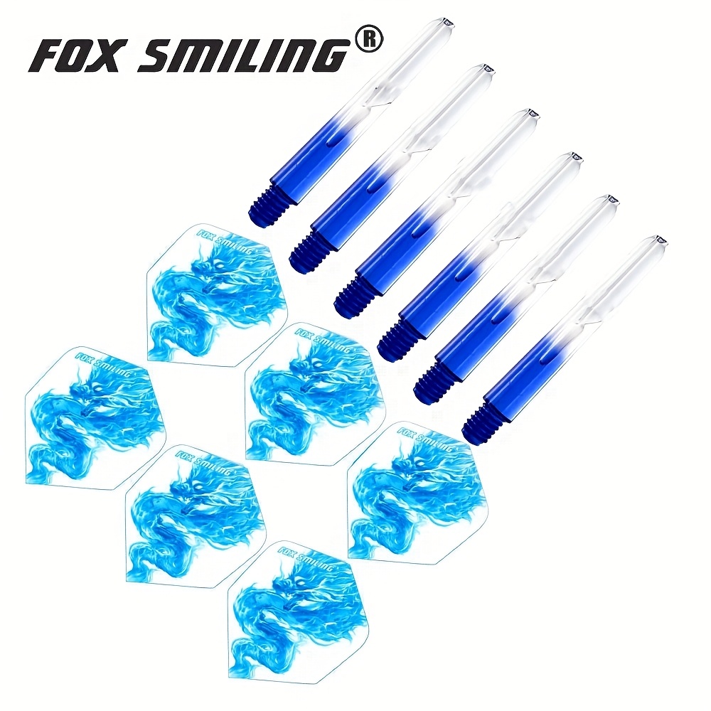 Fox Smiling 6pcs Dart Shafts And 6pcs Darts Flights Tail Wing, 2ba Thread Darts Supplies