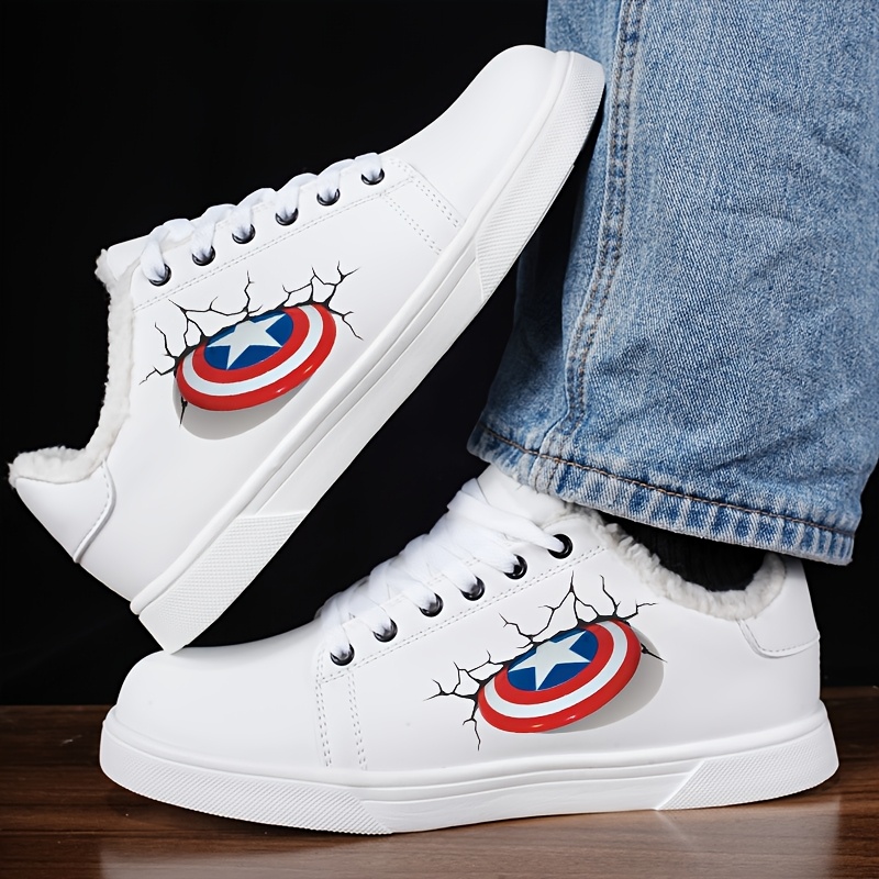 Marvel American Shield Trendy Classic Pattern -Lined Breathable Soft Twist Sole Casual Sneakers, Comfortable All-Season Shoes for Men and Women, Outdoor Shoes for Men and Women, Christmas Gift XWN-0081, Women Shoes