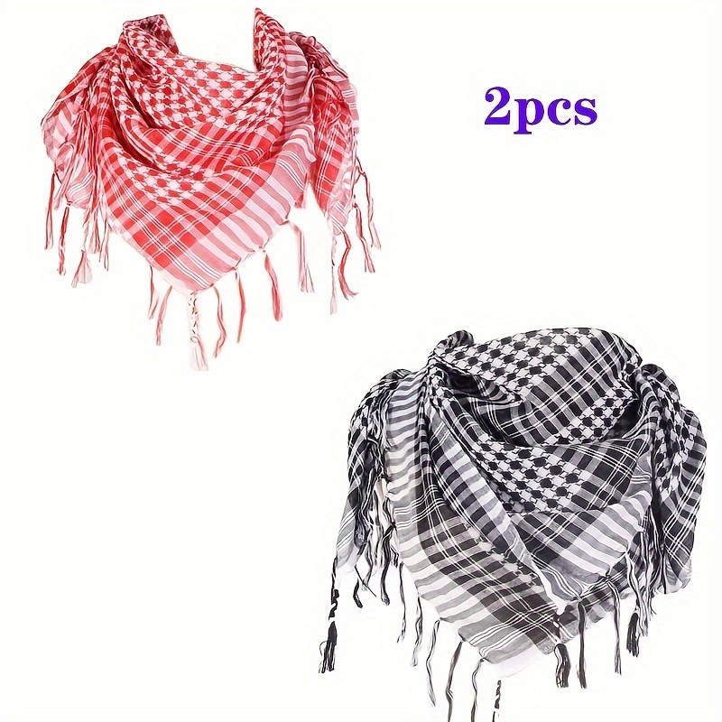 TEMU 2 stuks Unisex Herfst en Winter Kwastjes Ruit Sjaal Midden- Mode Veelzijdige Kwastjes Etnische Sjaal Shawl Fashion Trend Outdoor Sjaal