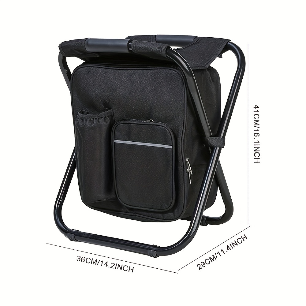 1pc 3 In 1 Cooler Backpack With Folding Stool Waterproof Outdoor