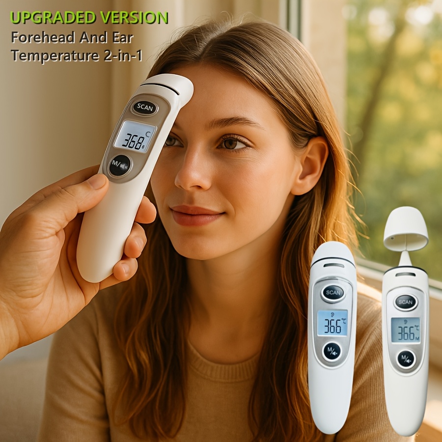 KINGCLINIC 2-in-1 Digital Thermometer for s,, - Forehead & Ear Thermometer with Instant Readout, Memory Storage, Windproof Infrared, Portable Device (AAA Batteries Not Included) - & Travel Use
