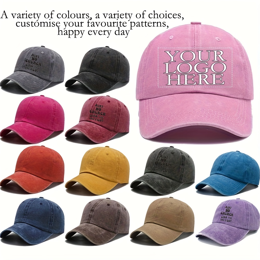 Custom 15pcs Adjustable Baseball Caps, Lightweight and Breathable