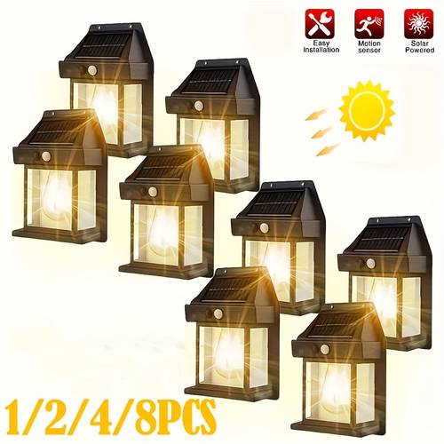 1 2 4 8 lights solar wall light outdoor solar wall light with motion sensor 3 lighting light up when people come light up in automatic light up in 1800mah rechargeable battery for patio porch terrace and outdoor use porch lighting durable outdoor lighting outdoor solar light