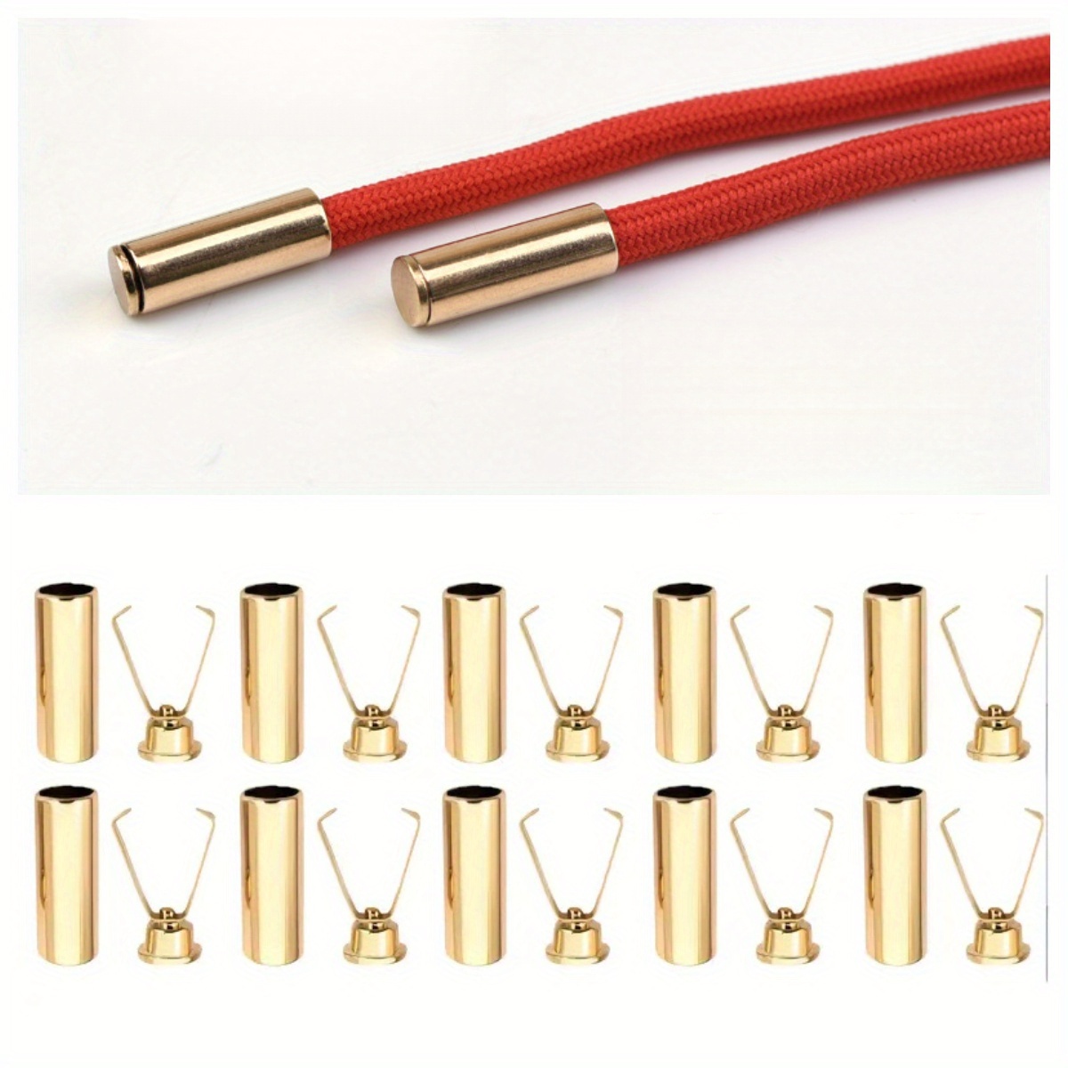 TEMU 20pcs (10 Sets) Heavy Duty Cord Locks - Adjustable Metal Clips For Shoelaces/hoodies/bags, Anti-slip Fasteners For Crafts And Cable Management