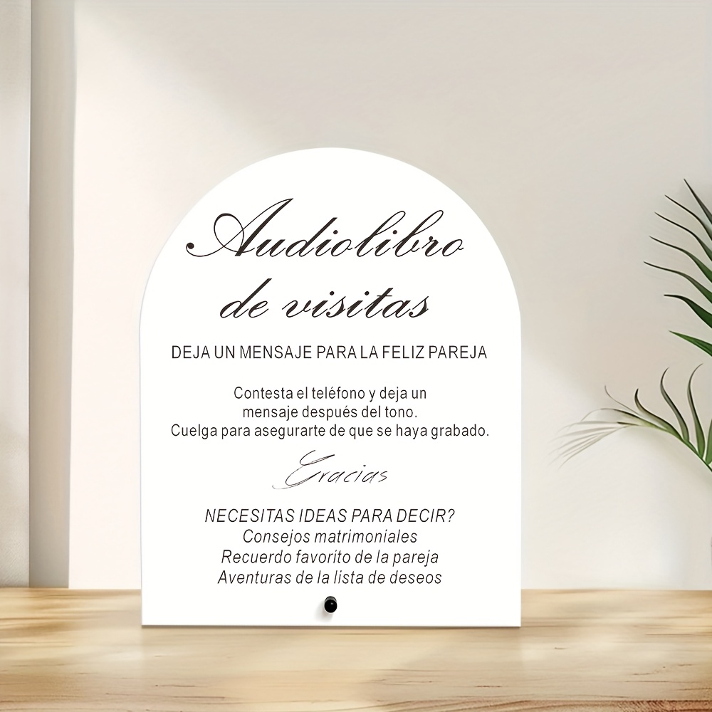 TEMU Libro de visitas de audio multilingüe 2D , 24×20 cm, para grabar mensajes + , especial para invitados, letrero y placa decorativa