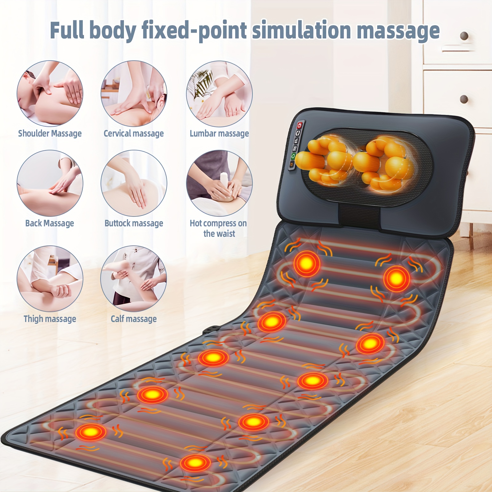   Complete Massage Cushion Featuring Heat, Shiatsu Neck Massager, 10 Vibration Settings with 9  , for Neck, Legs, Buttocks, And Back, Portable Massage Chair Pad, Aids in Body,   Home And Office Use, Great Gift for   Men And Women