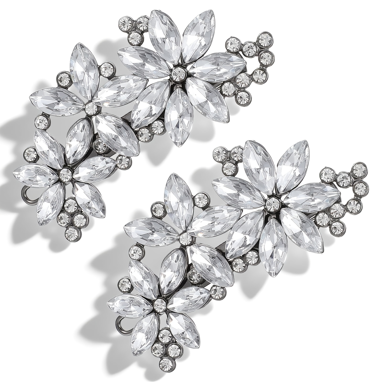 TEMU 2pcs Rhinestone Hair Clips, Silvery Hair Clips, Crystal Clip For Women, Sparkly Rhinestone Barrettes For Women, Bridal Hair Additions For Women,