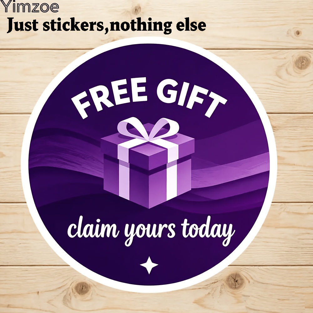 TEMU Stickers With Text "free Gift Claim Today" (2d Flat Round Stickers, No Gift Box) - Stickers For Small Business, Journal, Planner, Scrapbooking,