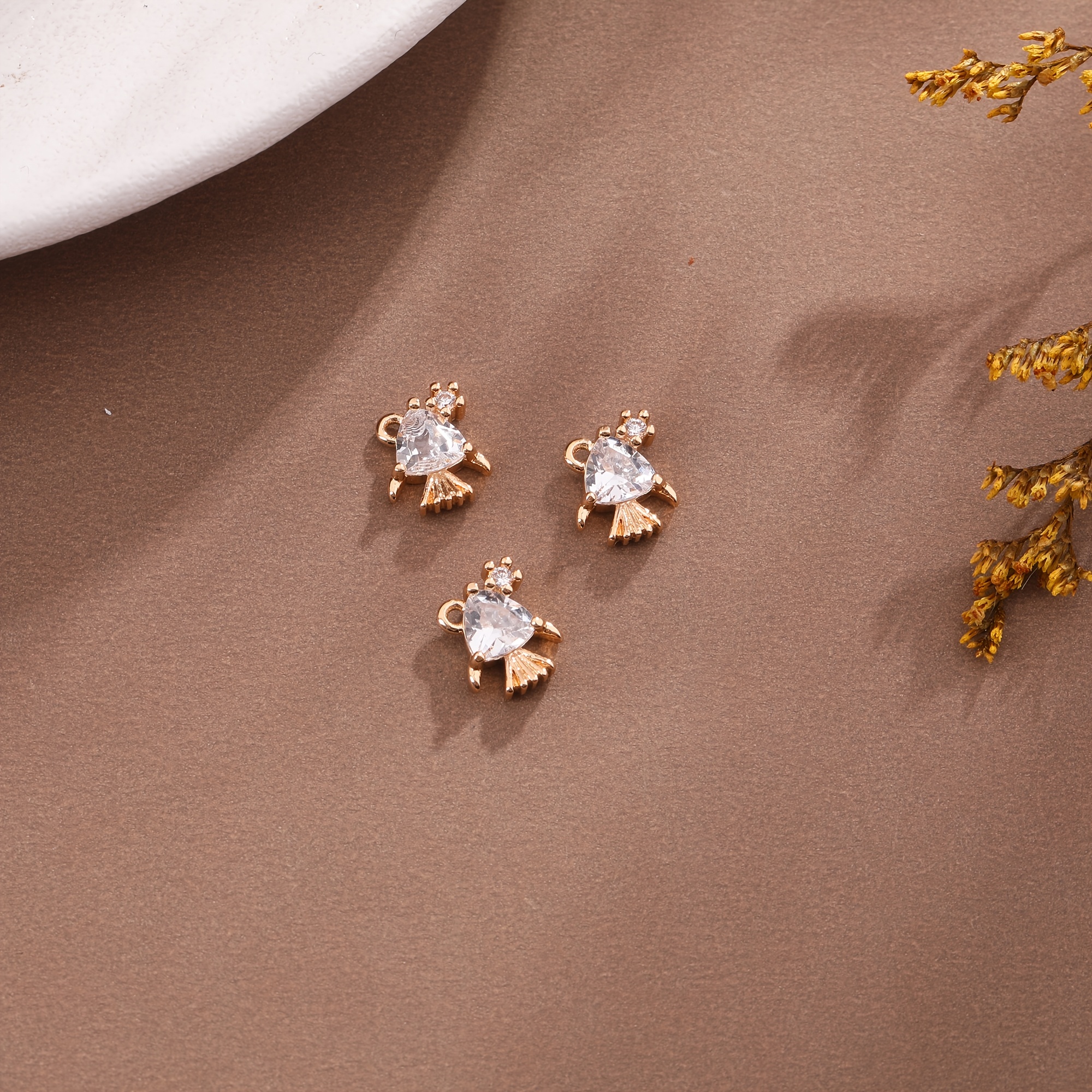 3pc Christmas Copper & Zirconia Pendant Set, Handcrafted