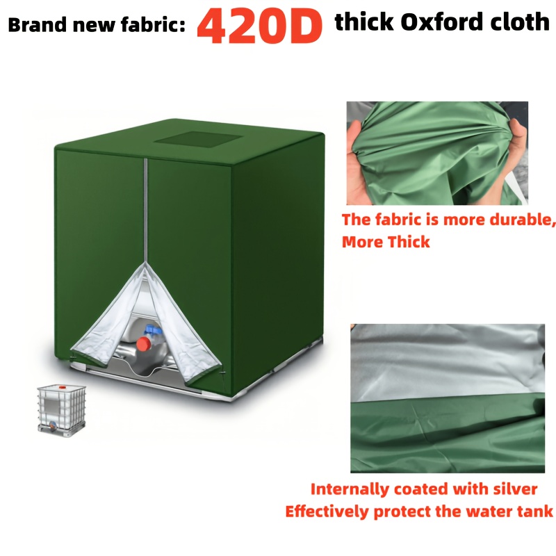E-shop 420 Zusätzliche Material (Dickere) Grüne 1000-Liter Ton Wasserabdeckung Outdoor Garten Wasser IBC Schutzhülle Stoff Vollständig Verbessert