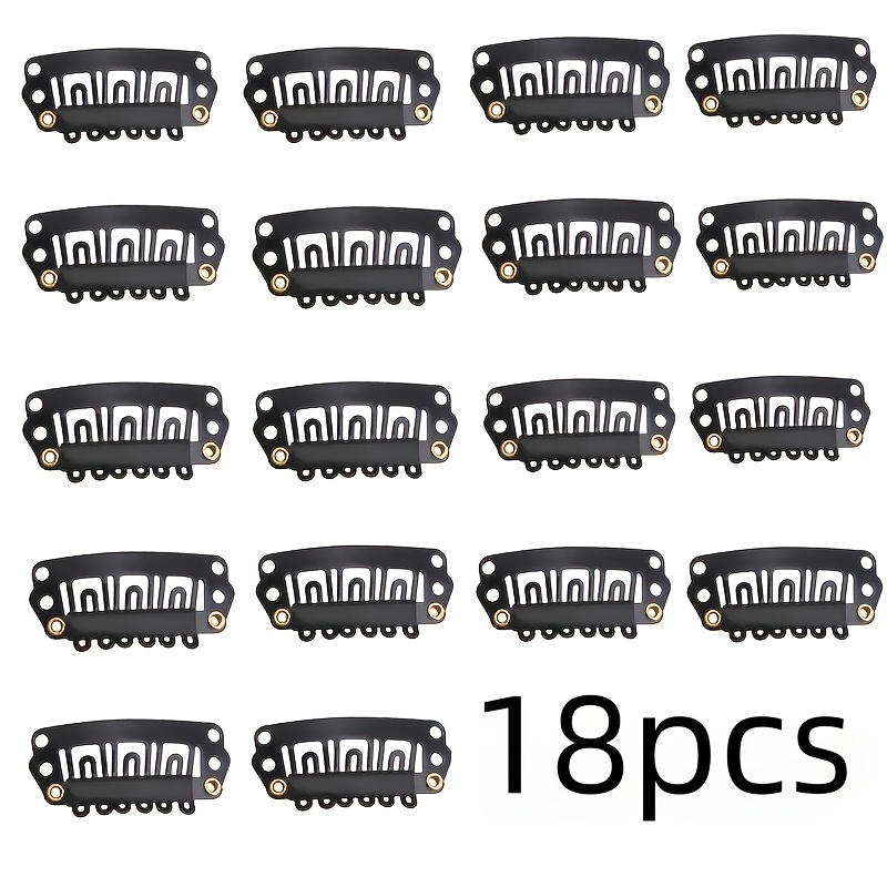 TEMU 18 U-shaped Quick Clips Suitable For Hair Extensions And Braiding - Metal Hairpins In Black And Beige, Unisex Styling Additions With A Smooth