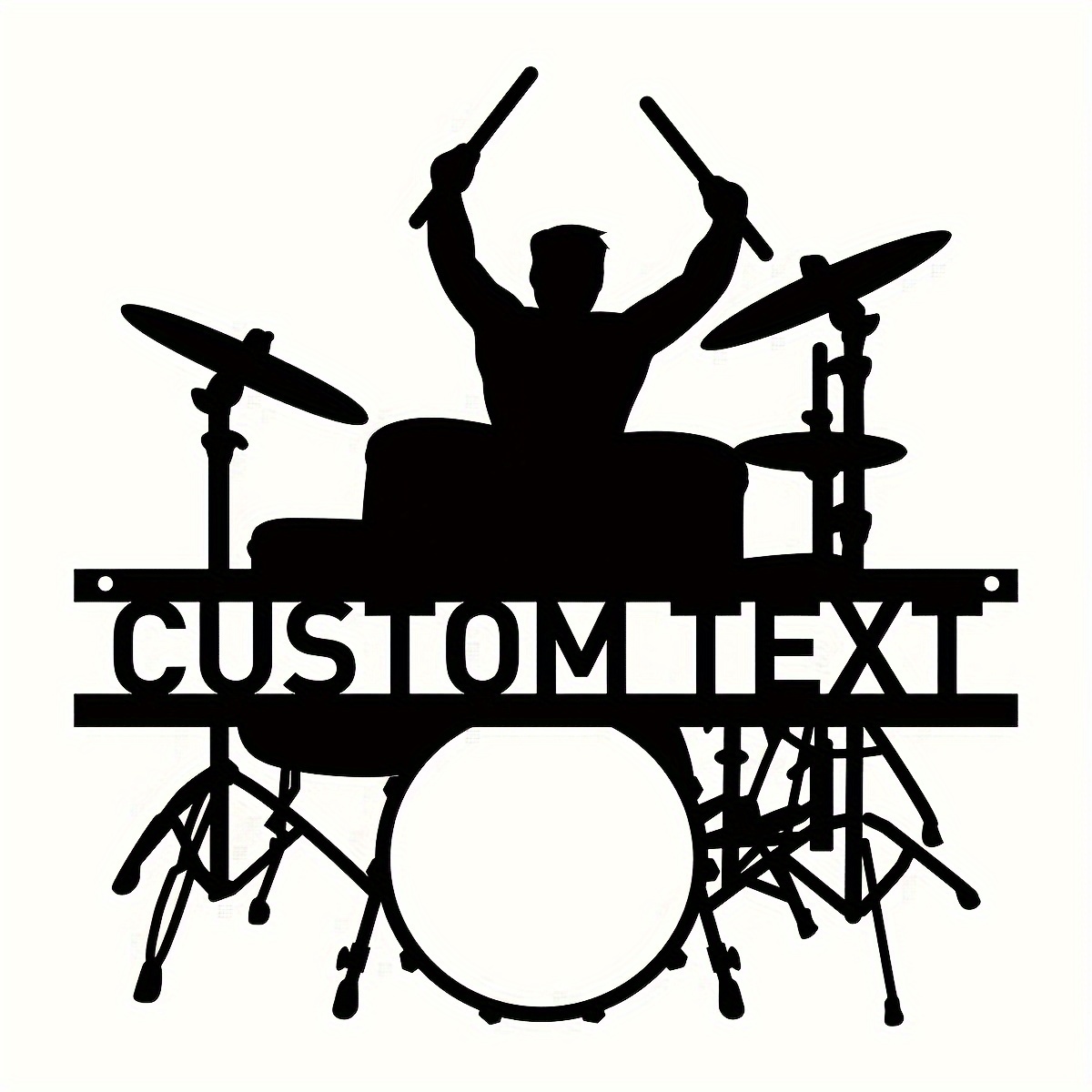 1pc Customizable Vintage Drummer Metal Wall Sign - Personalized Music Studio Nameplate, Drum Wall Art Decor, Unique Birthday Gift for Son, No Power Needed, Iron Material, Easy Install with Traceless Double-Sided Tape