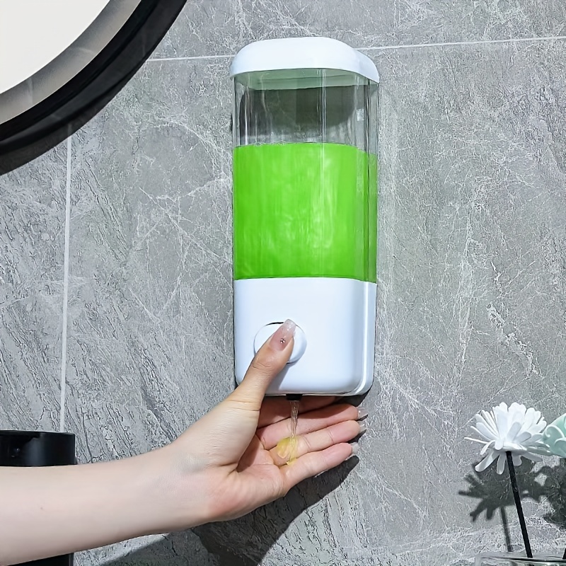 

1pc Wall-mounted Soap Dispenser, 500ml, Plastic Bathroom Shampoo Shower Gel Container, Press Pump Bottle For Hand Sanitizer, Hotel And Home Soap Dispenser