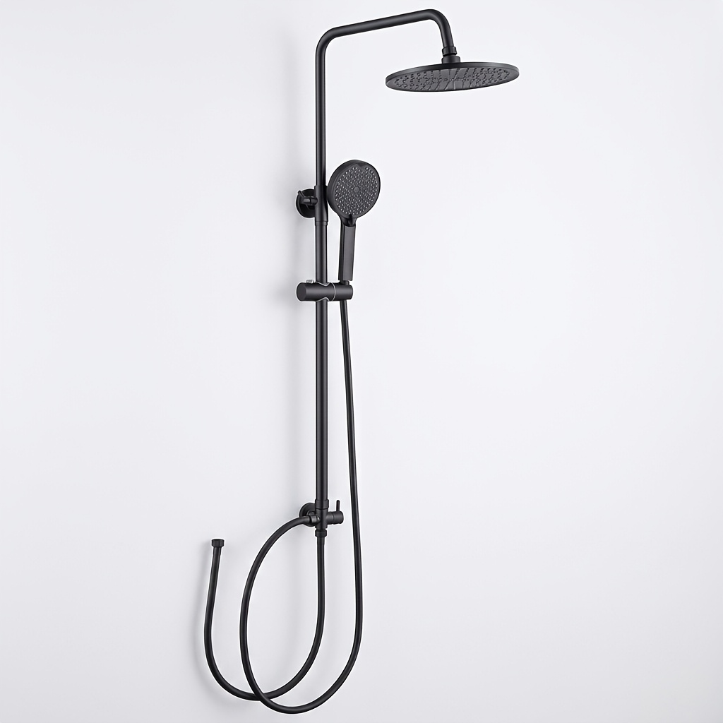 Image of Shower Set (black) - Telescopic Rod 72-110cm/ 10-inch Pressurized / Four-function Handheld With Sprayer