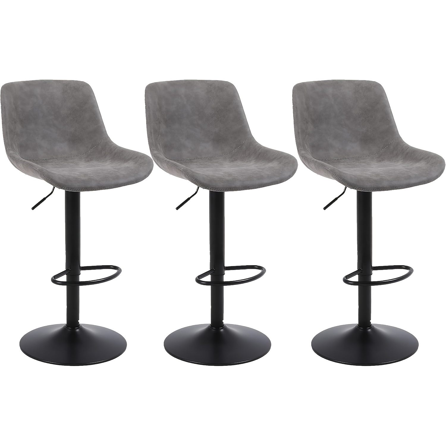 Image of Classic Bar Stools, Modern Bar Chairs With , Height Adjustable, Suitable For Kitchen Islands, Cafes, And Offices. Black/brown/gray