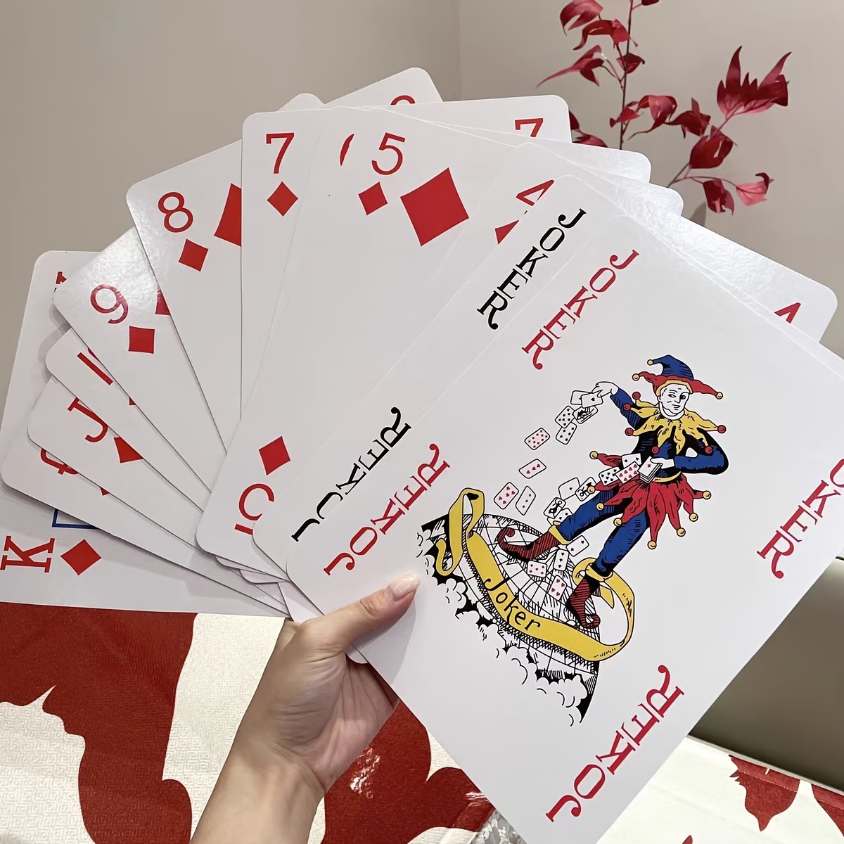 TEMU A Deck Of Jumbo Playing Cards, 4 And 9 Times Size, High Quality Paper Material, Durable Set, A Unique Gift For . Suitable For Party Games, , , Creative Gifts