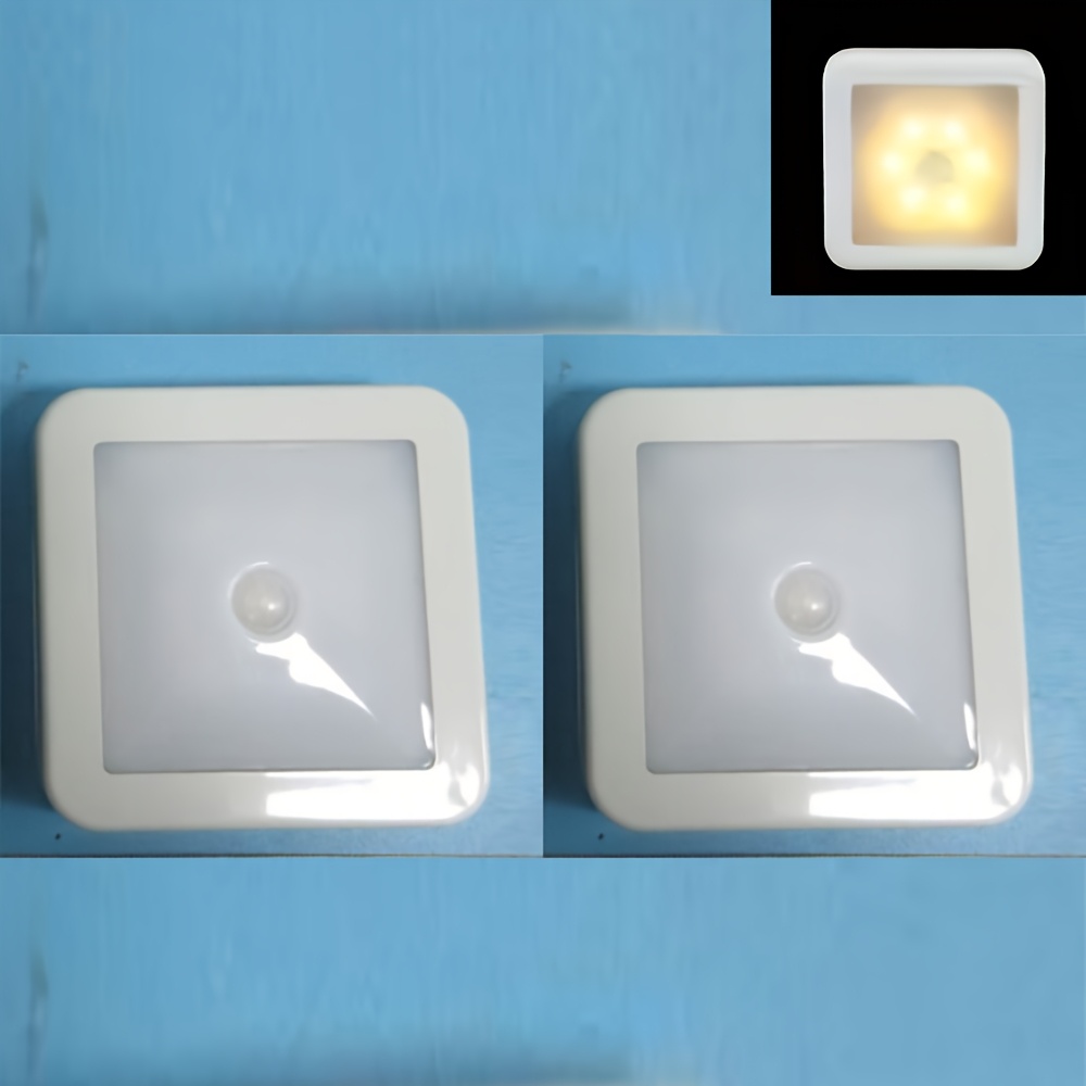 E-shop 2er-Set intelligente Bewegungsmelder-Boden-/Decken-/Wandleuchte mit 6 LEDs modernem quadratischem Design, ideal für , Treppenhäuser, Wohnzimmer,