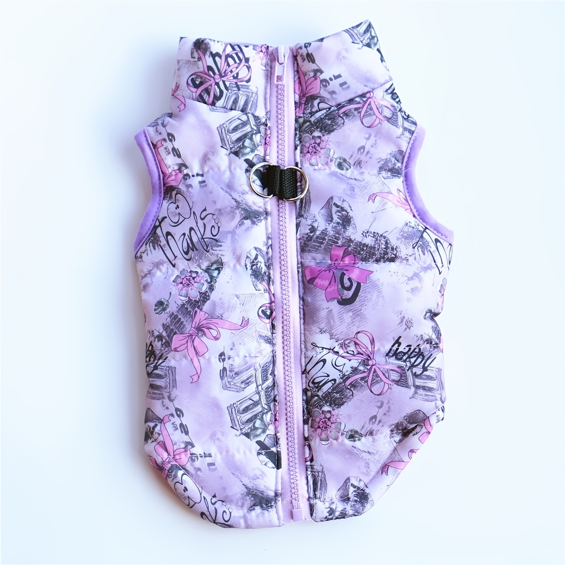 TEMU 1pc Dog Padded Coat, Warm Zipper With Leash , Cute Vest For Small Dogs