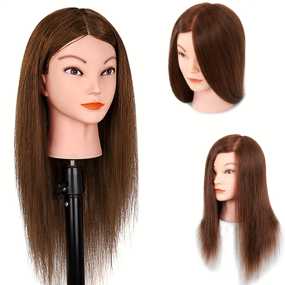 

Mannequin Head With 80% Real Hair 18" Brown Real Hair Cosmetology Manikin Head Hair Styling Hairdressing Practice Training Doll Heads