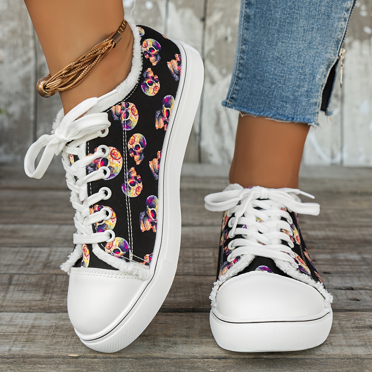 TEMU Christmas Element Casual Flat Sneakers, Women Shoes