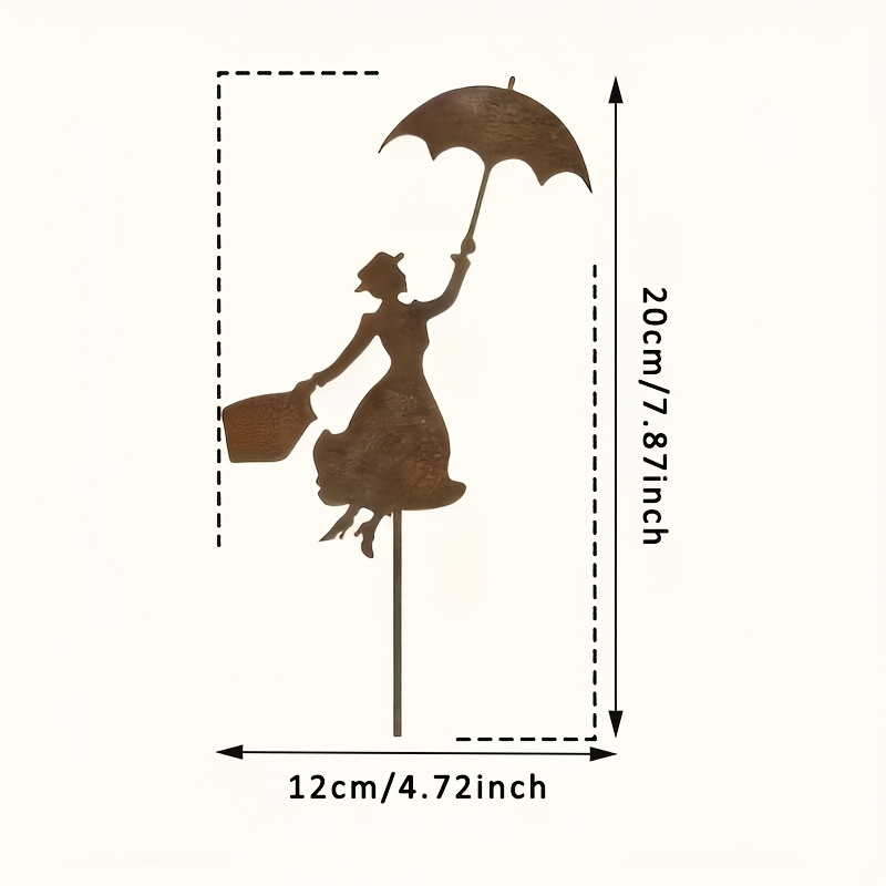 TEMU 2d Plane 1pc 2d Plane Fairy Holding Umbrella Garden Acrylic Decoration, Suitable For Plant Pot Decoration, Courtyard Lawn, Flower Pot And Other