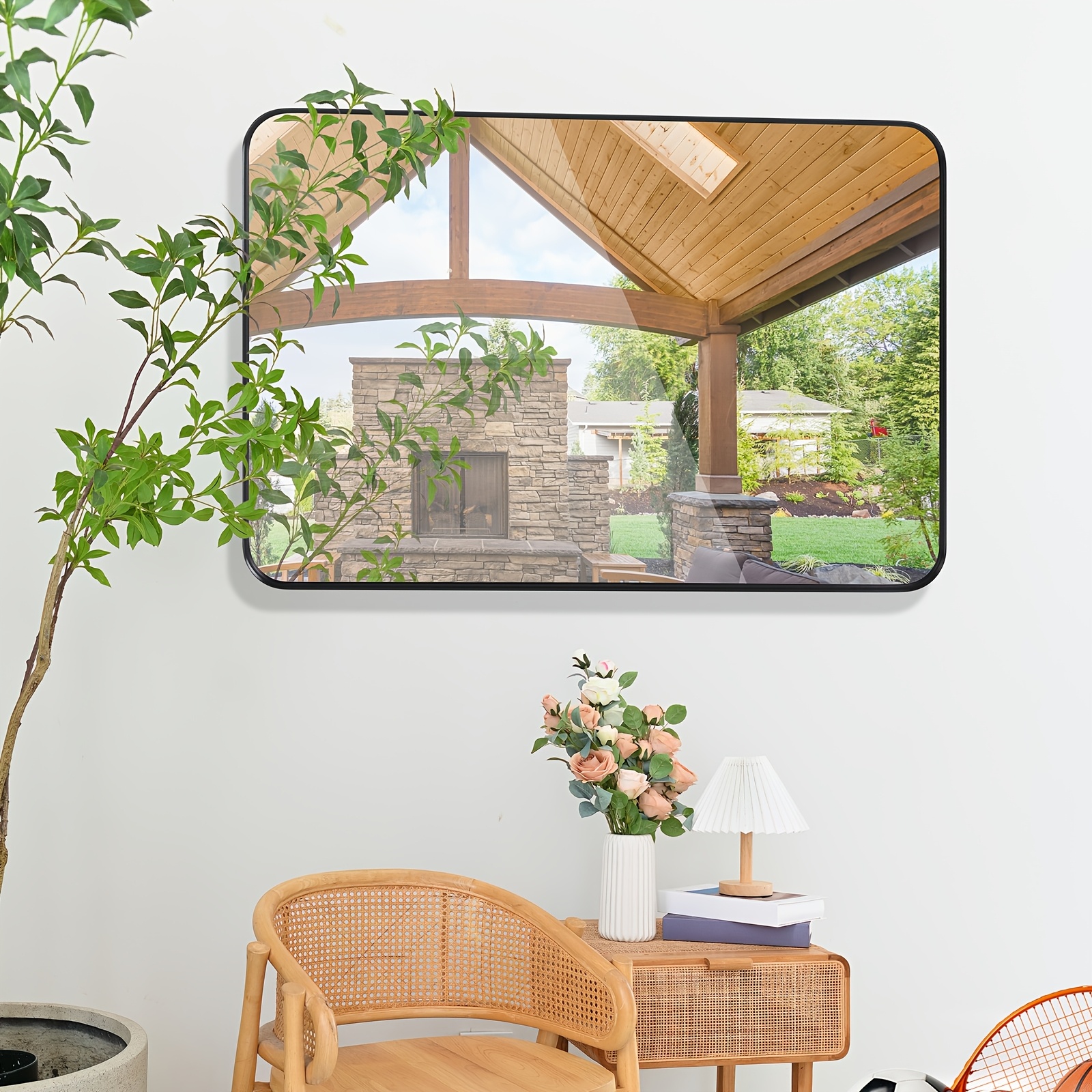 TEMU -inspired Bathroom Mirror - Black Metal Frame, Matte , Wall Or Over Sink Mount, Farmhouse Decor, Bathroom Decor