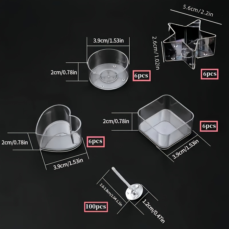 TEMU New 124 Candle Holders And Candle Wicks Set, Pack Of 24 Tea Light Candle Holders, 100 Candle Wicks, Plastic Tea Light Cups, Candle Holders, Wax