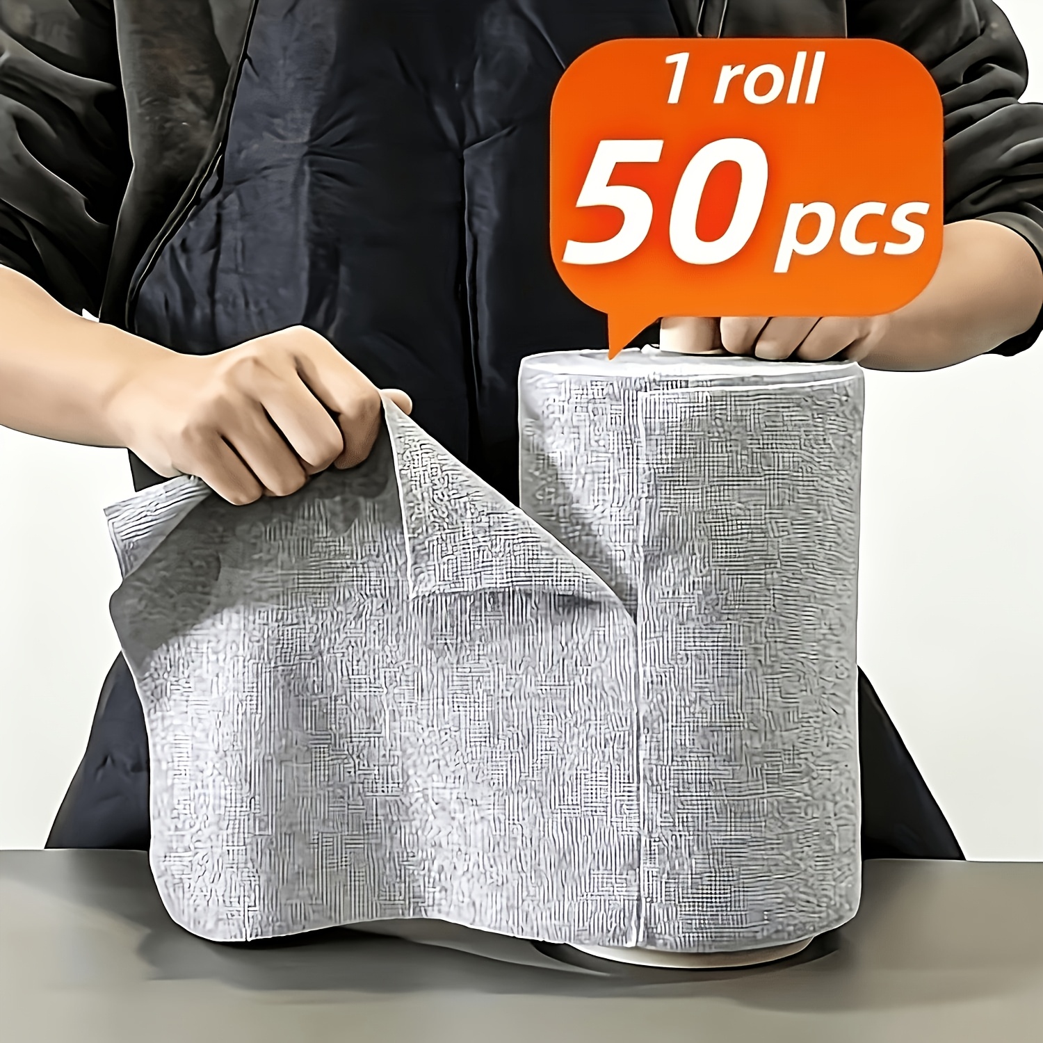 TEMU 1 Roll, 50pcs Reusable Microfiber Towel Roll, Individually Tear-, Heavy-duty Absorbent And Quick-drying Cleaning Wipes For Kitchen, Bathroom,
