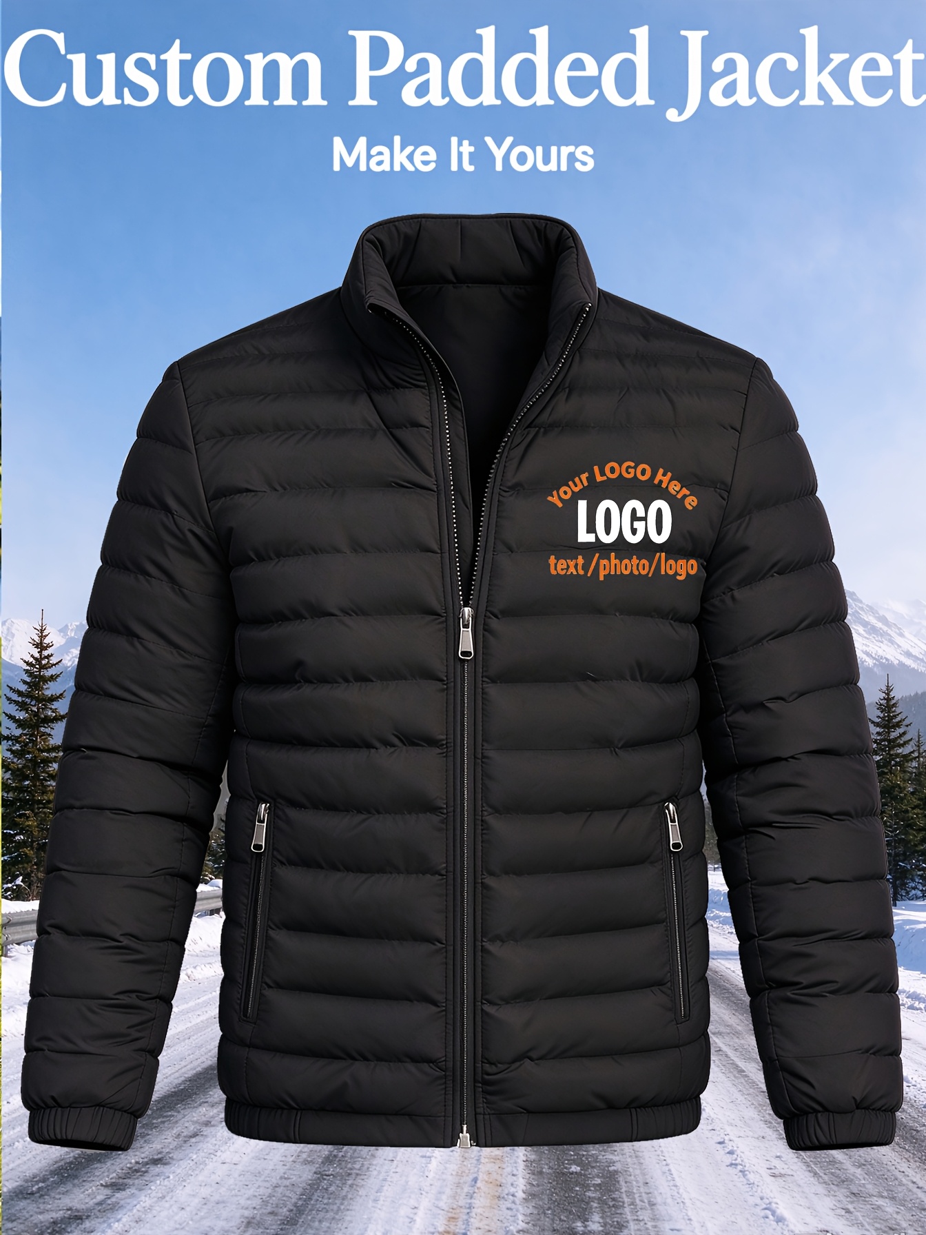 Custom Padded Jacket - Men's Stand Collar Thickened Padded