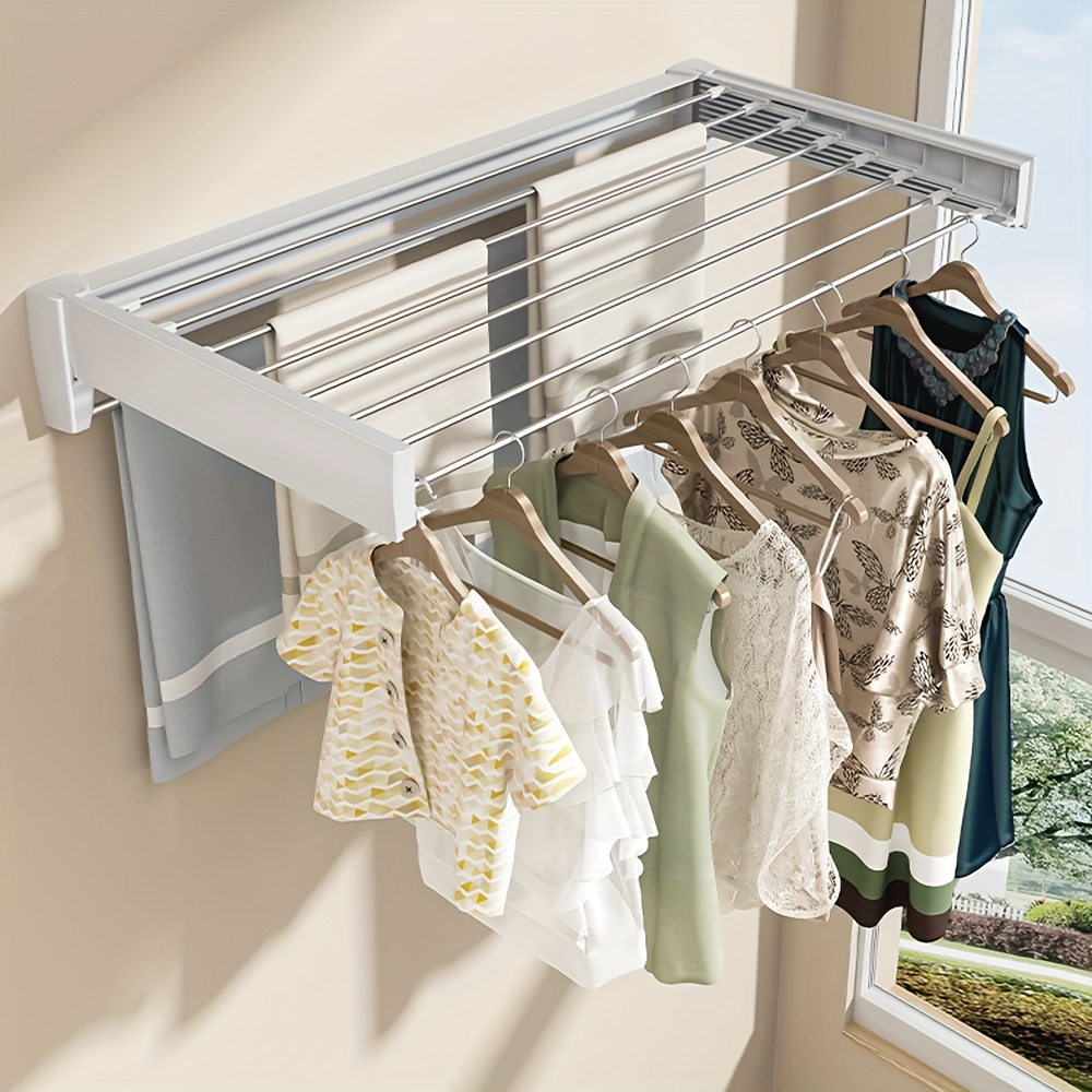 

1pc -mounted Retractable Clothes Drying , Towel Bar For , , , Bathroom - Abs , -saving Hanging , Drying Racks