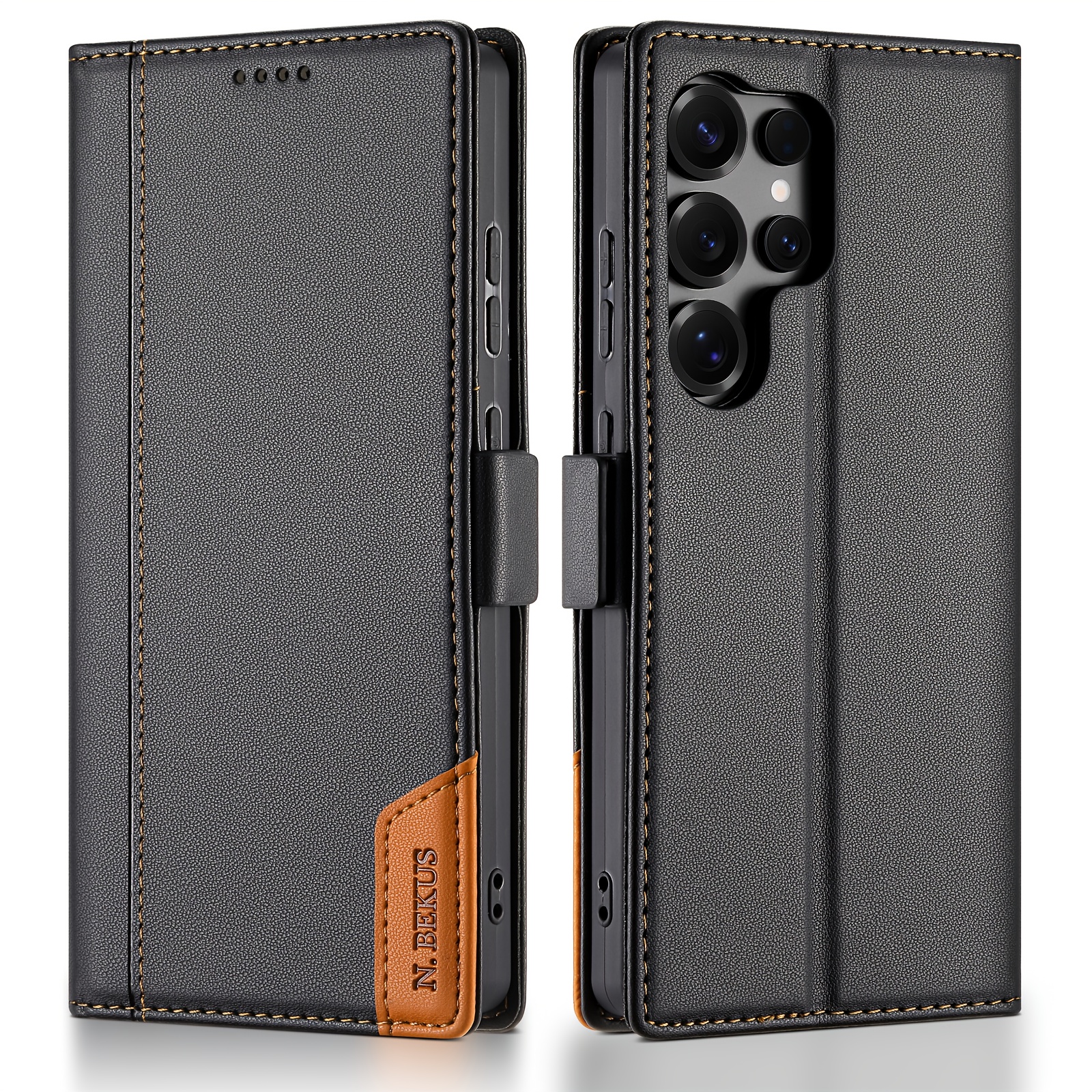 Image of Phone Case: Synthetic Leather Wallet Case For Galaxy S26ultra S25 S24 S23 S22 S21 S20 Fe With Card Holder Kickstand Flip Cover Phone Wallet Bag