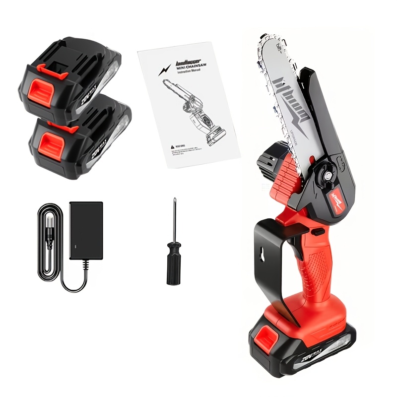 TEMU 2-in-1 6 Inch Cordless Pole Saw, Brushless Foldable Retractable Mini Handheld Chainsaw With 2 Batteries, Ergonomic Durable Outdoor Cutting Tool