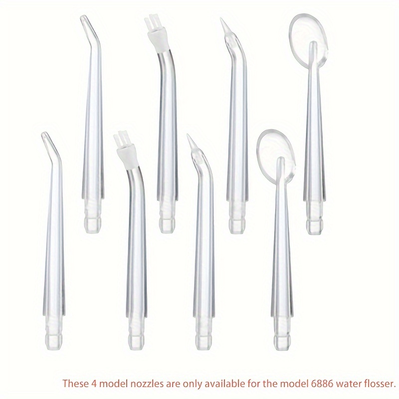 

8-pack Replacement Water Flosser Tips - Hygienic, Easy-to-attach Plastic Nozzles For Oral Irrigator