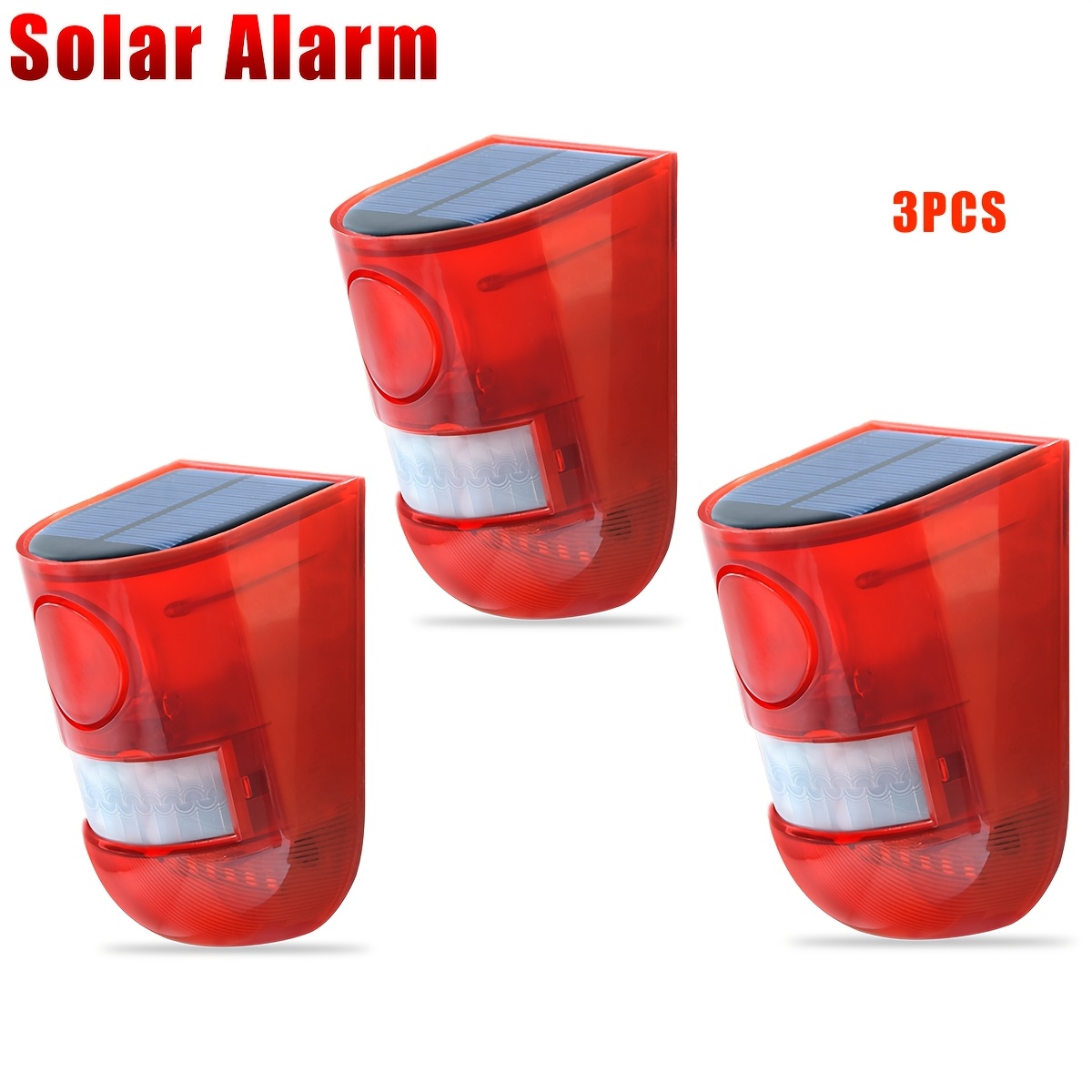 2/3 kosov Solarni alarm z zvokom in utripajočo lučjo, senzor gibanja 129 dB, zunanja varnostna IP55, aktiviran detektor, alarm za dovoz z 6 LED