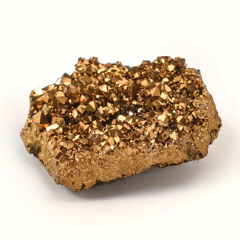 TEMU 1 pieza de plateada con oro eléctrico - un cluster de cristal de calidad, ideal para decoración del hogar, colección de especímenes, piedra para