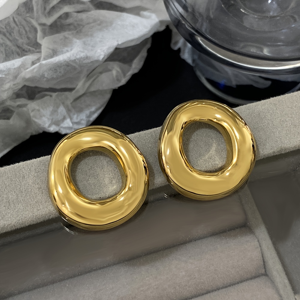 

Chic Vintage-inspired Stainless Steel Hollow Geometric Earrings For Women - Fall &