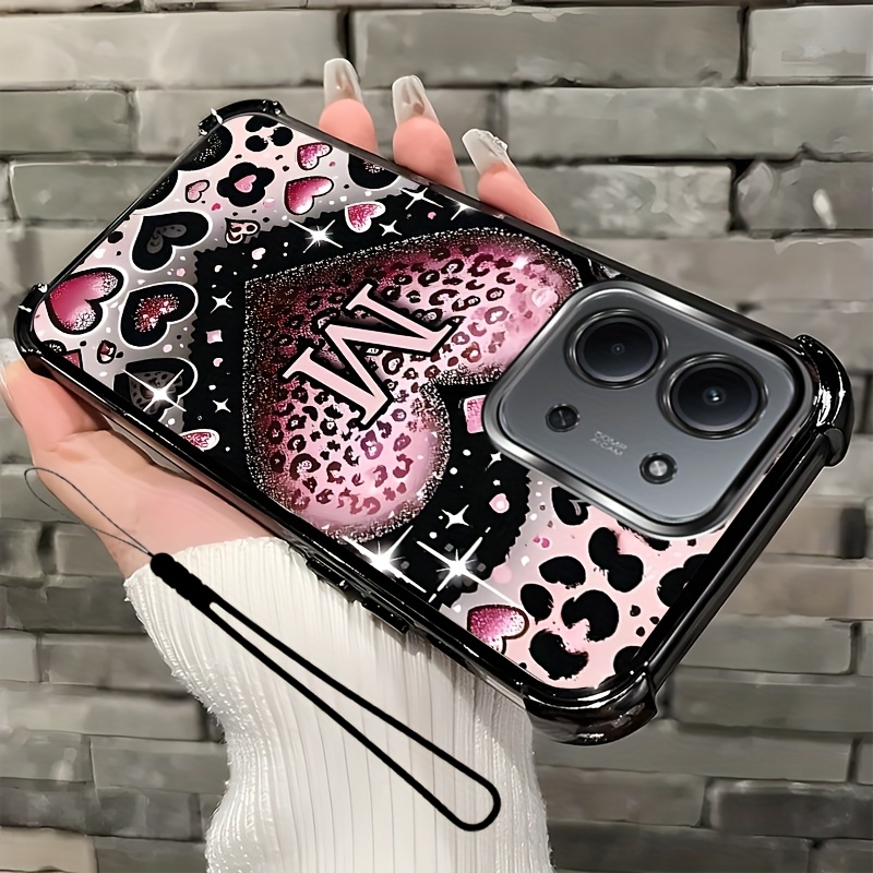 TEMU Phone Case: Phone Case Suitable For Redmi 15c,with A Phone Lanyard,leopard Print Heart Illustration Colorful Phone Cover With Functional Design
