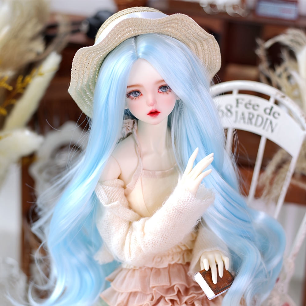 Parrucca Per Bambola BJD 3 Pezzi | Capelli In Fibra Ad Alta Temperatura - Colore Verde - Foto 4