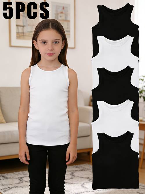 5pcs kids vest set and white sleeveless inner layer soft and comfortable unisex layer product runs small please 1 size