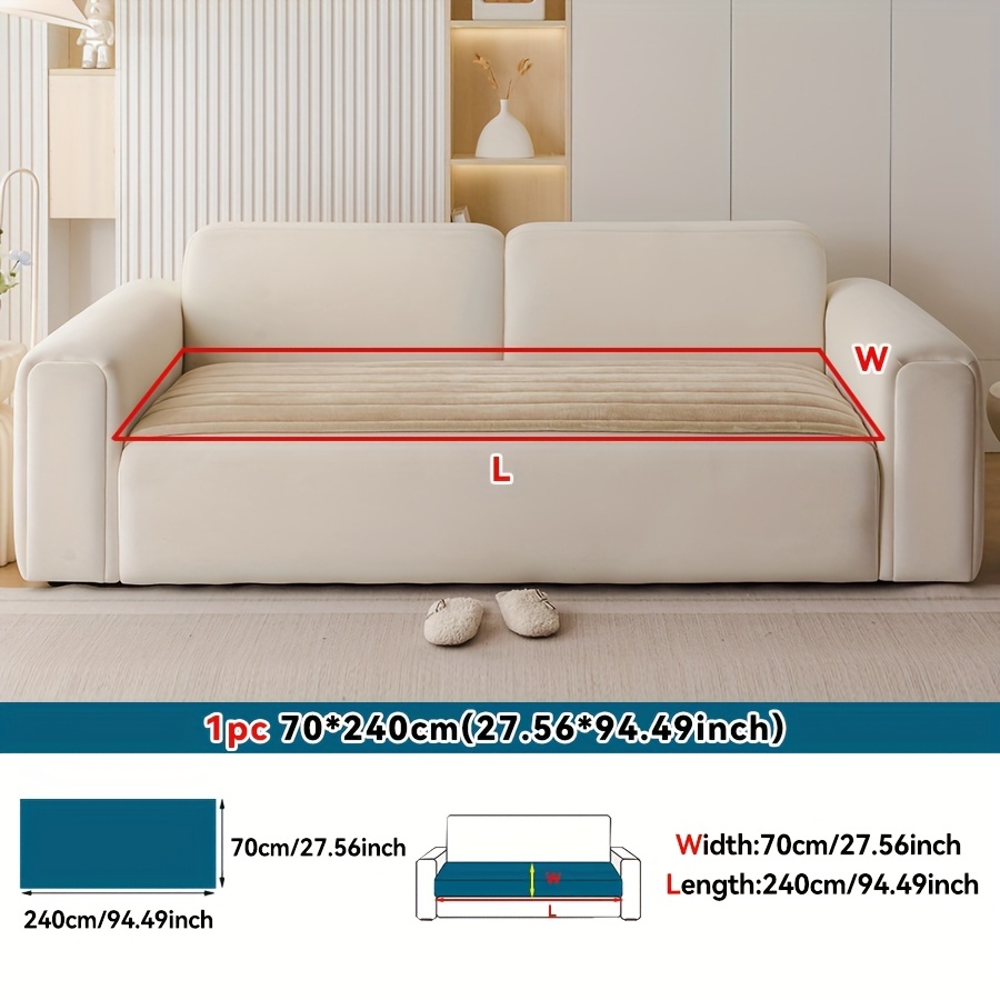 TEMU 1pc Plush-textured Striped Solid-colored Bound Sofa Cushion, Modern Home Decor, Non-slip, Wear-resistant, Machine Washable, Suitable For
