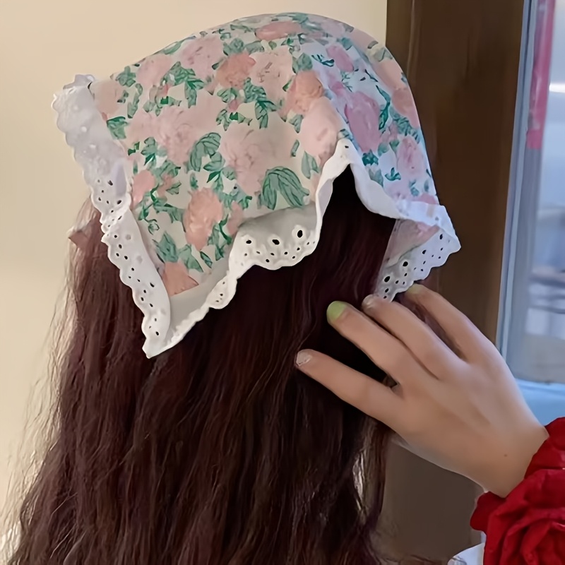 TEMU Autumn/winter Floral Lace Headscarf - Bohemian Style Hairband, Christmas Gift, Halloween, Thanksgiving, Day, Eid Al-fitr, Easter, Valentine's