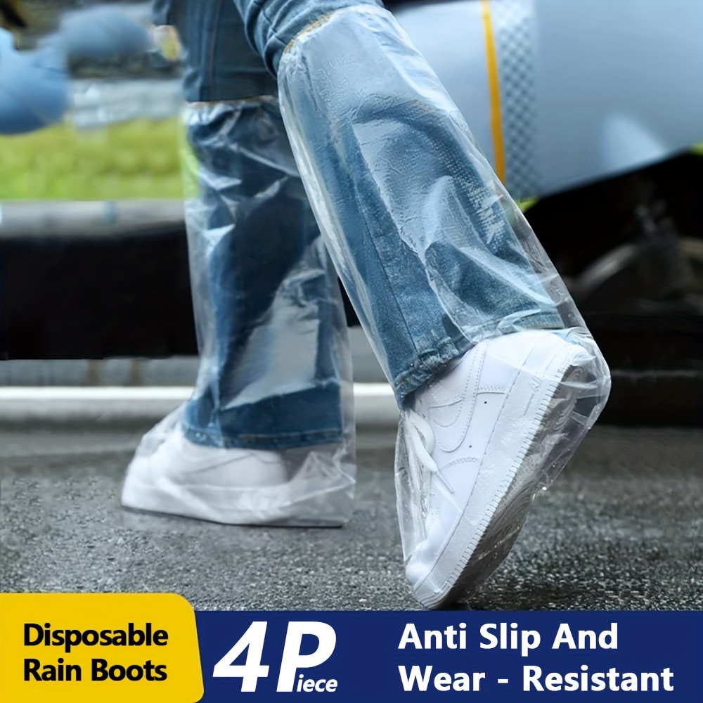 

4pcs Couvre-Bottes Jetables - Protège-Chaussures Durables et Antidérapants pour de Pluie, Garde les Pieds et Propres