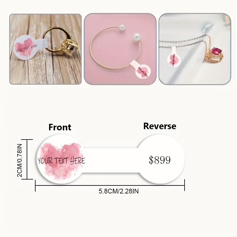 TEMU Custom 96pcs Jewelry Tag Set - Custom , Self-adhesive Rectangle Labels, Suitable For Necklaces, Bracelets, And Rings Display