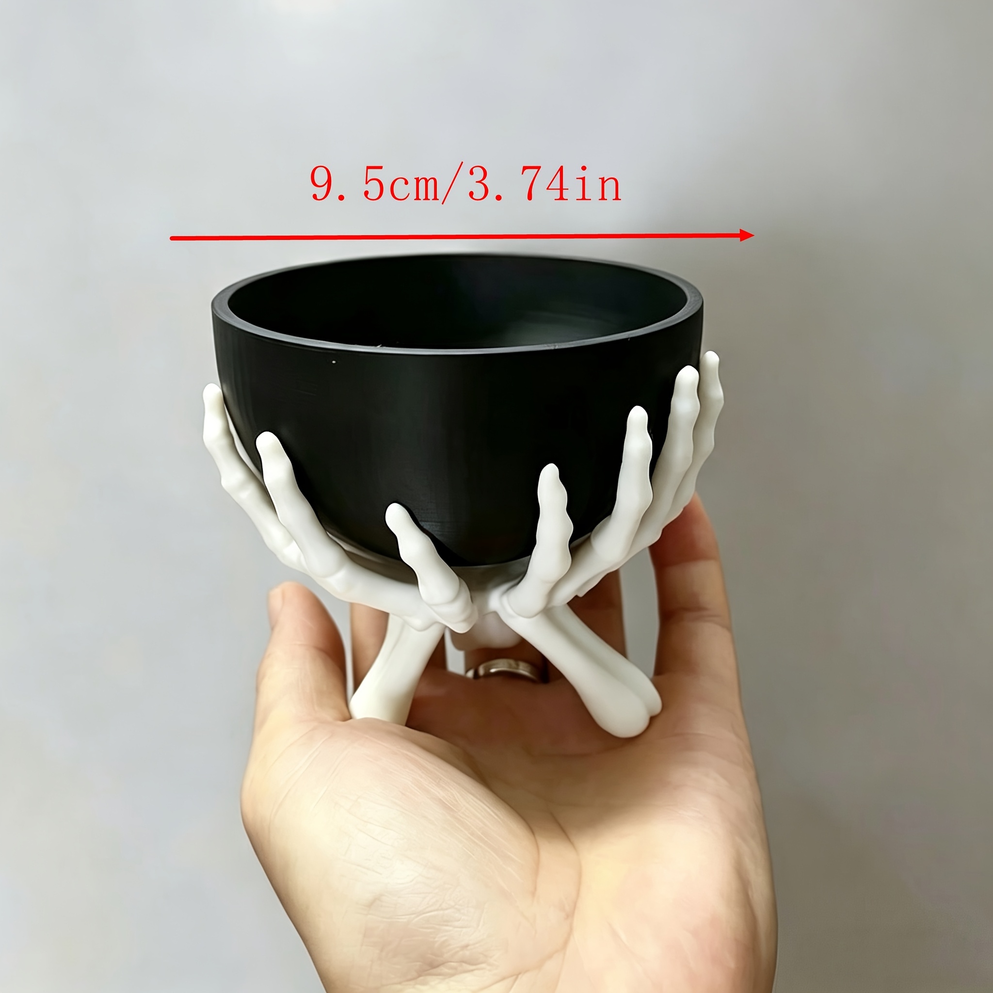 TEMU 1 Ensemble de présentoir à bol gothique en résine avec bol amovible - Support d' de main de squelette imprimé en 3D adapté à la décoration