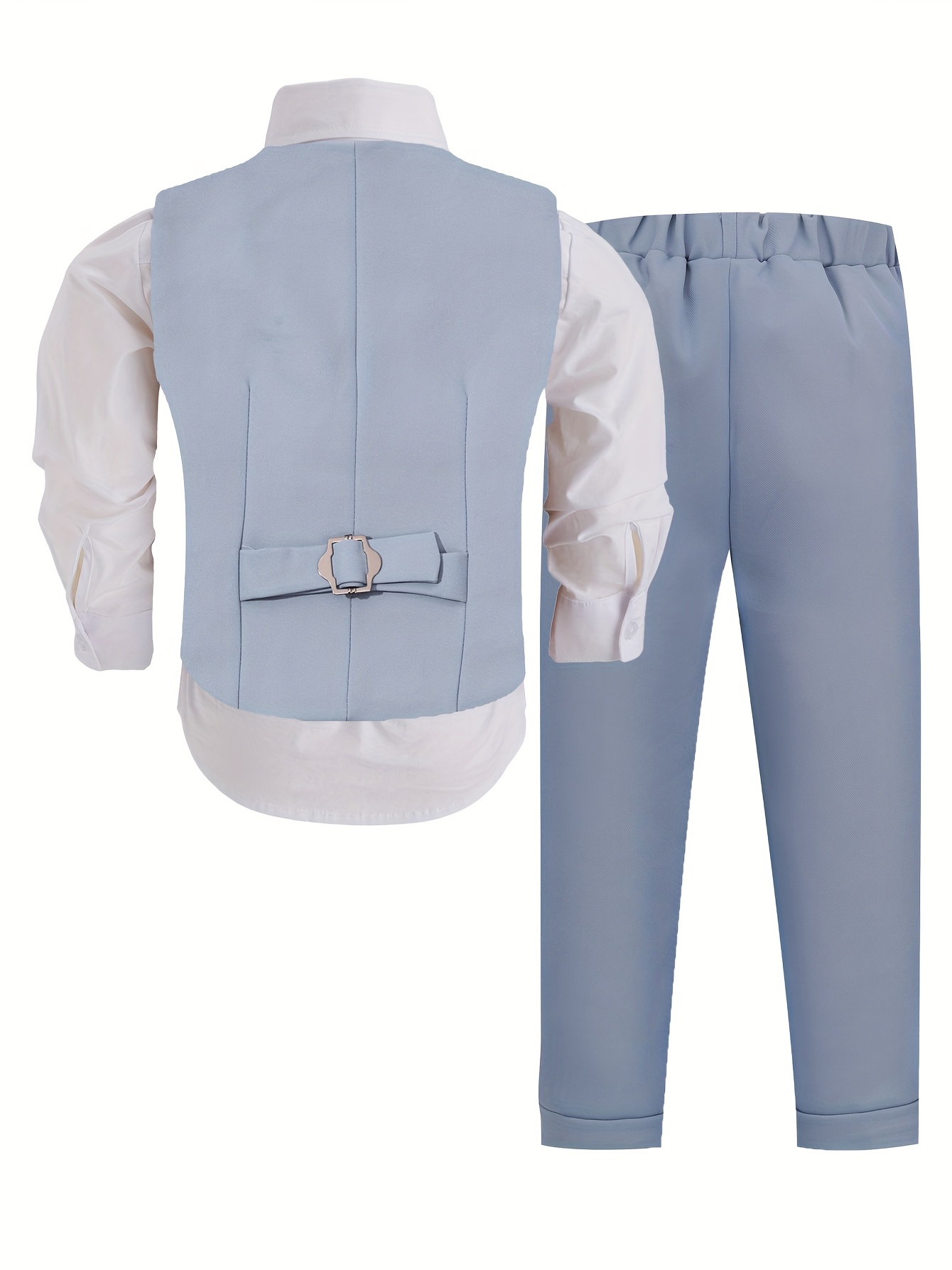 Boys' 3pcs Suit Vest Set - Elegant Blue, White & Black, Includes Jacket, Pants & Bow Tie - Perfect for Birthday Parties, Performances & Formal Event - Image 3