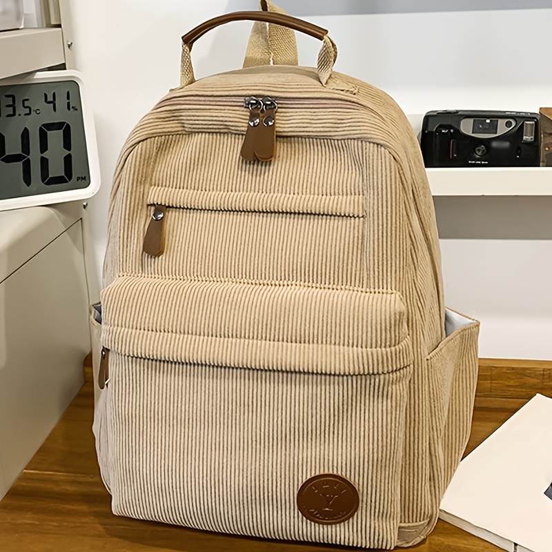 new womens stylish corduroy backpack featuring a minimalist  display picture 1